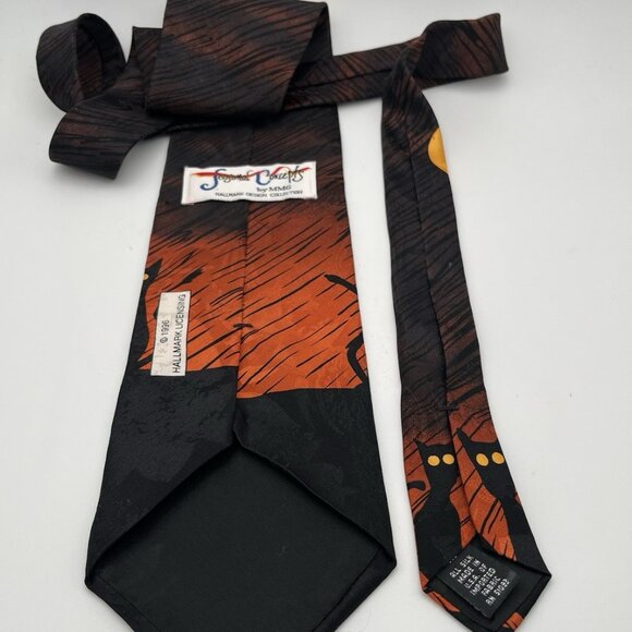 1996 Halloween Silk Hallmark Tie Seasonal Concepts MMG Cats In Moonlight Goth - Picture 5 of 6